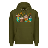 Army Green sloth coffee cups Premium Hoodie - Jasminsmagicworld