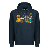 Navy sloth coffee cups Premium Hoodie - Jasminsmagicworld