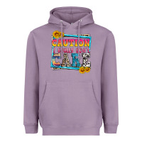 Lavender caution i really don't care Heavyweight Hoodie - Zillion Design Studio