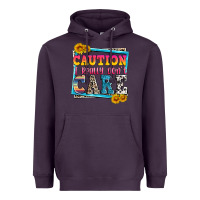Plum caution i really don't care Heavyweight Hoodie - Zillion Design Studio
