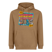 Toasted Coconut caution i really don't care Heavyweight Hoodie - Zillion Design Studio