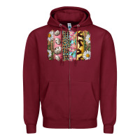 Burgundy Easter Brushstroke With Quail Eggs Daisy And Bunny Zipper Hoodie - RanaPortraitStore