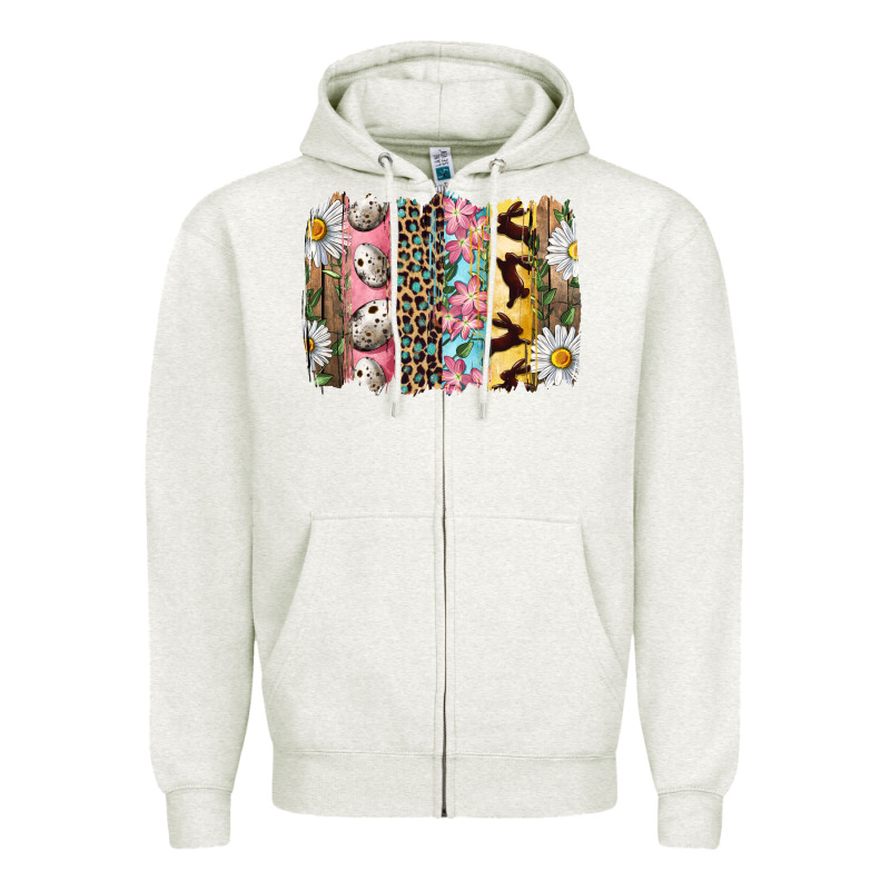 Easter Brushstroke With Quail Eggs Daisy And Bunny Zipper Hoodie by RanaPortraitStore | Teevron