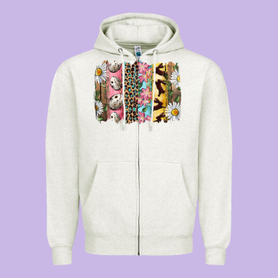 Zipper Hoodie Easter Brushstroke With Quail Eggs Daisy And Bunny