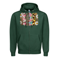 Sports Green Easter Brushstroke With Quail Eggs Daisy And Bunny Zipper Hoodie - RanaPortraitStore