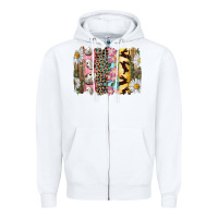 White Easter Brushstroke With Quail Eggs Daisy And Bunny Zipper Hoodie - RanaPortraitStore