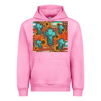 Fuchsia Pink turquoise cross pattern Urban Hoodie - Jasminsmagicworld