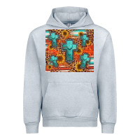 Heather Grey turquoise cross pattern Urban Hoodie - Jasminsmagicworld