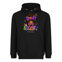 Black Halloween Afro Messy Bun Spooky Mama Heavyweight Hoodie - texasbilliewilder