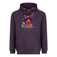 Plum Halloween Afro Messy Bun Spooky Mama Heavyweight Hoodie - texasbilliewilder