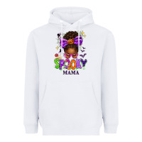 White Halloween Afro Messy Bun Spooky Mama Heavyweight Hoodie - texasbilliewilder