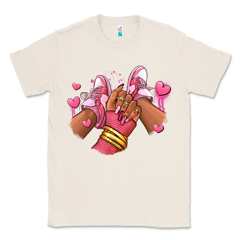 Valentines Day Afro Girl Sneakers Classic Tee by RanaPortraitStore | Teevron