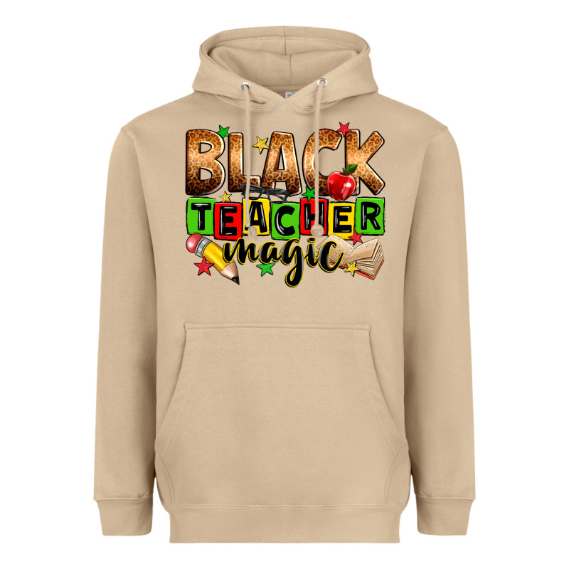 Black Teacher Magic Heavyweight Hoodie by Zillion Design Studio | Teevron