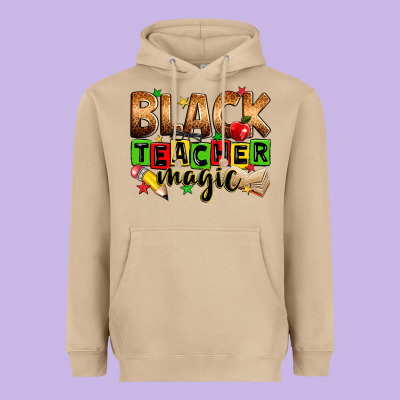 Black Teacher Magic Heavyweight Hoodie Designed By Zillion Design Studio