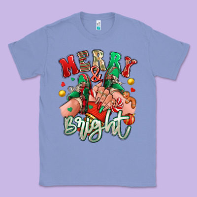 Merry And Bright Caucasian Girl Sneakers Classic Tee Designed By Ranaportraitstore