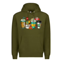 Army Green school bus driver coffee cups Premium Hoodie - Jasminsmagicworld