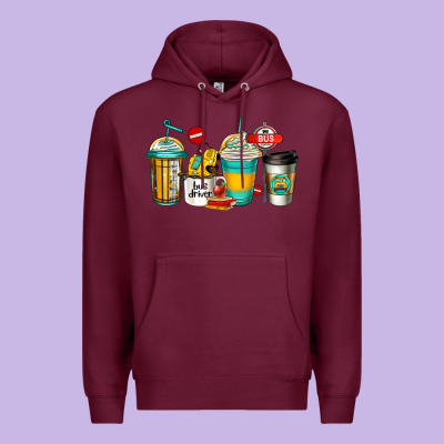 School Bus Driver Coffee Cups Premium Hoodie Designed By Jasminsmagicworld