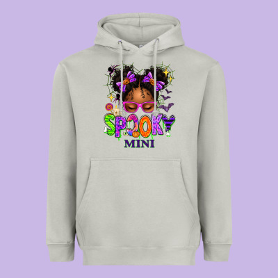 Spooky Mini Halloween Messy Bun Heavyweight Hoodie Designed By Texasbilliewilder