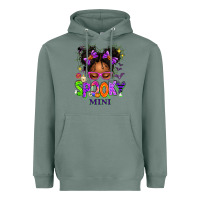 Sage Spooky Mini Halloween Messy Bun Heavyweight Hoodie - texasbilliewilder