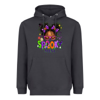 Smoke Spooky Mini Halloween Messy Bun Heavyweight Hoodie - texasbilliewilder