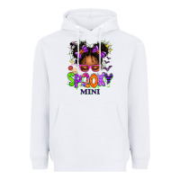 White Spooky Mini Halloween Messy Bun Heavyweight Hoodie - texasbilliewilder