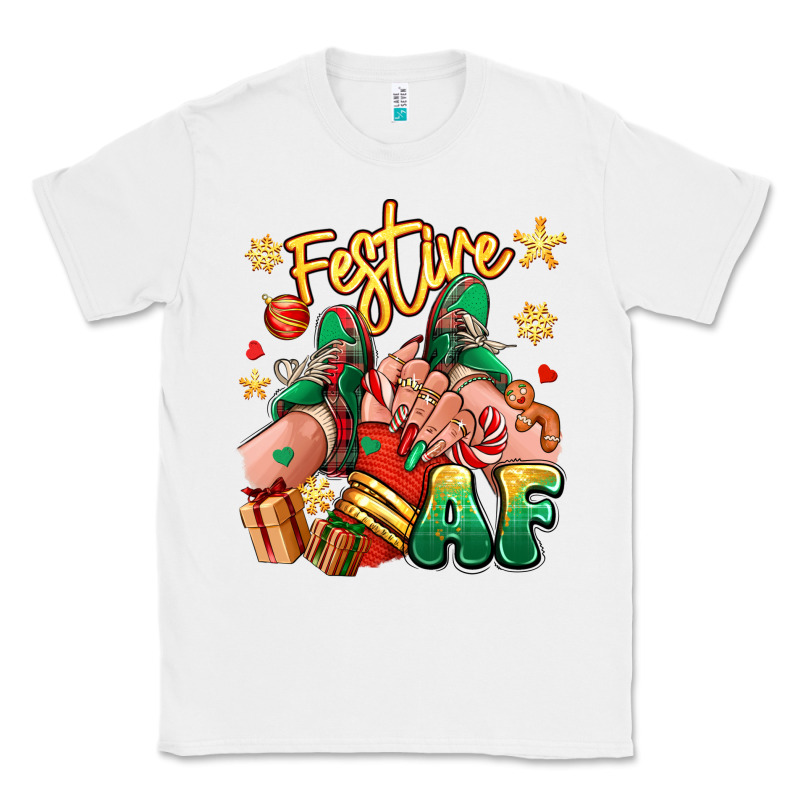 Festive Af Christmas Caucasian Girl Sneakers Classic Tee by RanaPortraitStore | Teevron