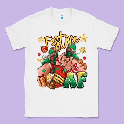 Festive Af Christmas Caucasian Girl Sneakers Classic Tee Designed By Ranaportraitstore