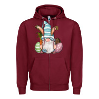Burgundy Easter Bunny Gnomes with Egg and Carrot Zipper Hoodie - RanaPortraitStore