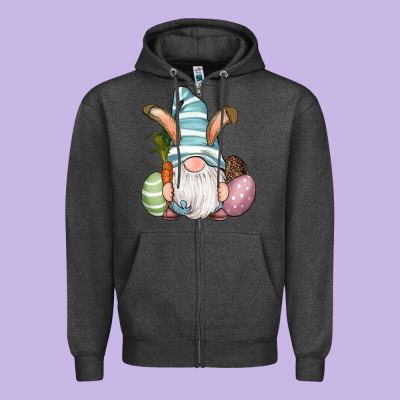 Zipper Hoodie Easter Bunny Gnomes with Egg and Carrot