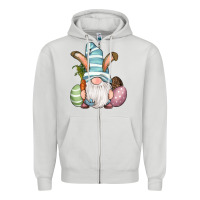 Dove Grey Easter Bunny Gnomes with Egg and Carrot Zipper Hoodie - RanaPortraitStore