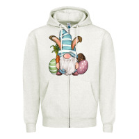 Oatmeal Heather Easter Bunny Gnomes with Egg and Carrot Zipper Hoodie - RanaPortraitStore