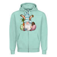 Seafoam Easter Bunny Gnomes with Egg and Carrot Zipper Hoodie - RanaPortraitStore