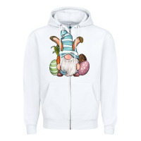 White Easter Bunny Gnomes with Egg and Carrot Zipper Hoodie - RanaPortraitStore