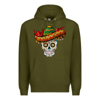 Army Green cinco de mayo sombrero skull Premium Hoodie - BarkalooDesign