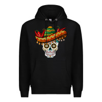 Black cinco de mayo sombrero skull Premium Hoodie - BarkalooDesign