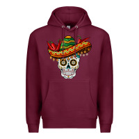 Burgundy cinco de mayo sombrero skull Premium Hoodie - BarkalooDesign