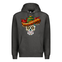 Charcoal Heather cinco de mayo sombrero skull Premium Hoodie - BarkalooDesign