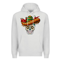 Dove Grey cinco de mayo sombrero skull Premium Hoodie - BarkalooDesign