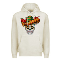 Oatmeal Heather cinco de mayo sombrero skull Premium Hoodie - BarkalooDesign