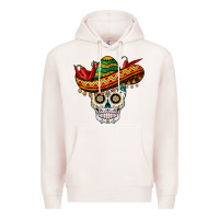 Pale Pink cinco de mayo sombrero skull Premium Hoodie - BarkalooDesign