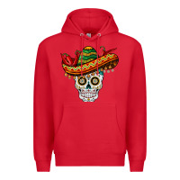 Red cinco de mayo sombrero skull Premium Hoodie - BarkalooDesign
