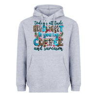 Heather Grey today's attitude brought to you by coffee and sarc Heavyweight Hoodie - Zillion Design Studio