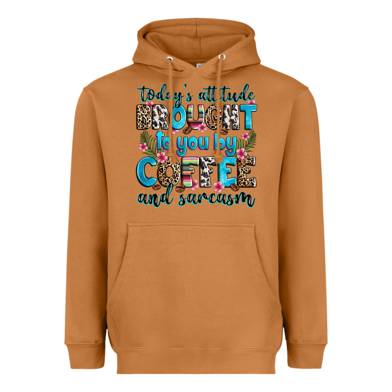 Today's Attitude Brought To You By Coffee And Sarc Heavyweight Hoodie by Zillion Design Studio | Teevron