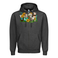 Charcoal Heather Sheep coffee cups Zipper Hoodie - texasbilliewilder