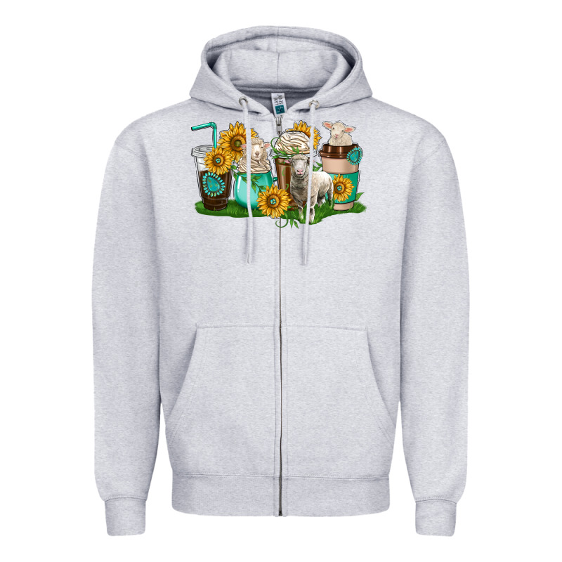Sheep Coffee Cups Zipper Hoodie by texasbilliewilder | Teevron