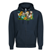 Navy Sheep coffee cups Zipper Hoodie - texasbilliewilder
