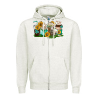 Oatmeal Heather Sheep coffee cups Zipper Hoodie - texasbilliewilder