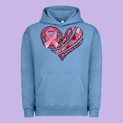 Breast Cancer Awareness Heart Urban Hoodie Designed By Jasminsmagicworld