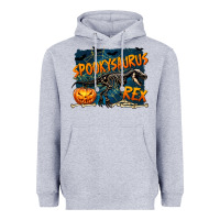Heather Grey Spooky Saurus Rex Heavyweight Hoodie - texasbilliewilder
