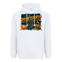 White Spooky Saurus Rex Heavyweight Hoodie - texasbilliewilder